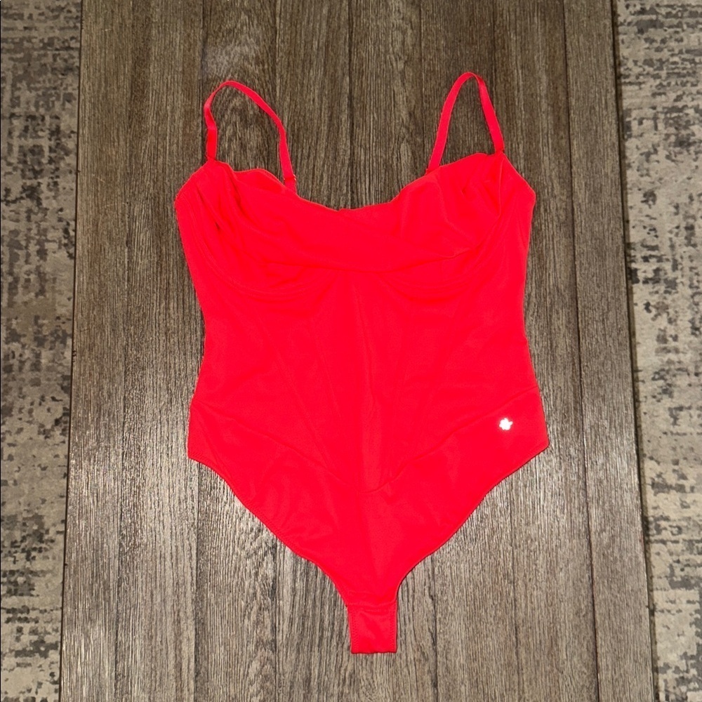 Popilish Shapewear Hourglass Corset Bust Draping Bodysuit Red